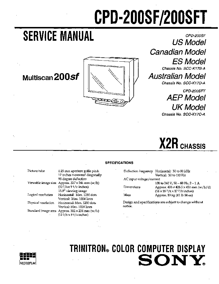 SONY CPD-200SF CHASSIS X2R SM service manual