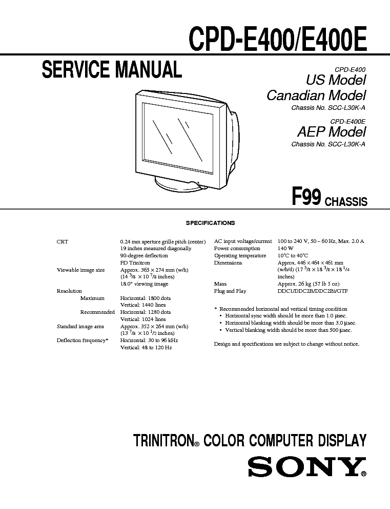 SONY CPD-E400 E400E service manual