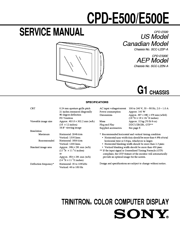 SONY CPD-E500 E500E service manual