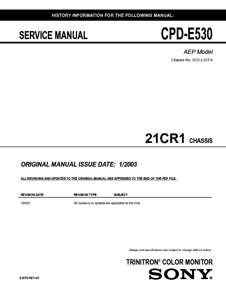 SONY CPD-E530 CHASSIS 21CR1 SM service manual