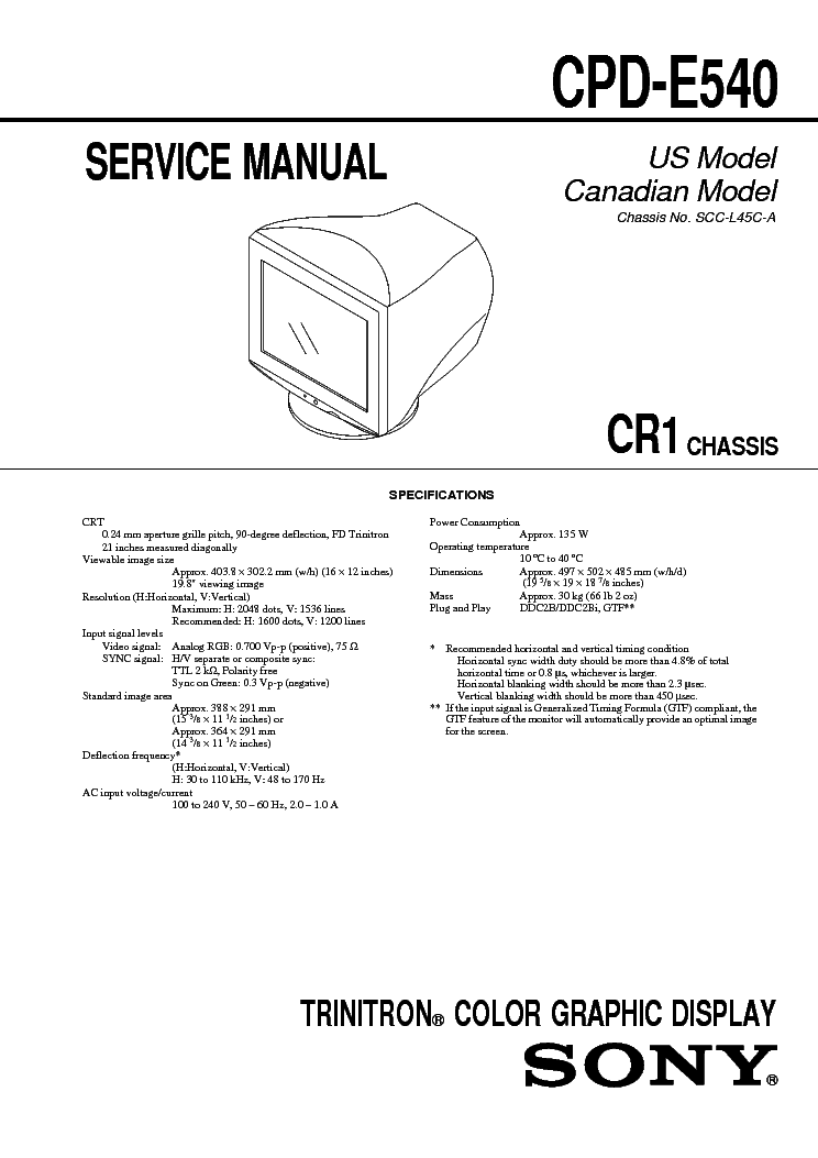 SONY CPD-E540 CHASSIS CR1 SM service manual