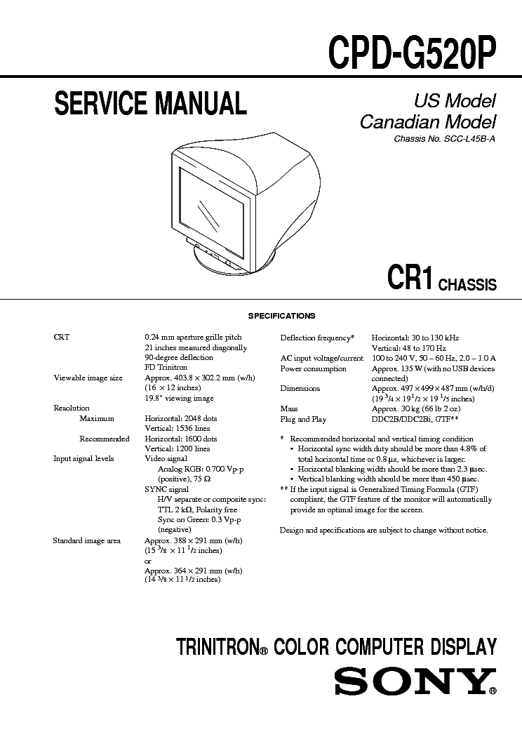 SONY CPD-G520P CH CR1 service manual