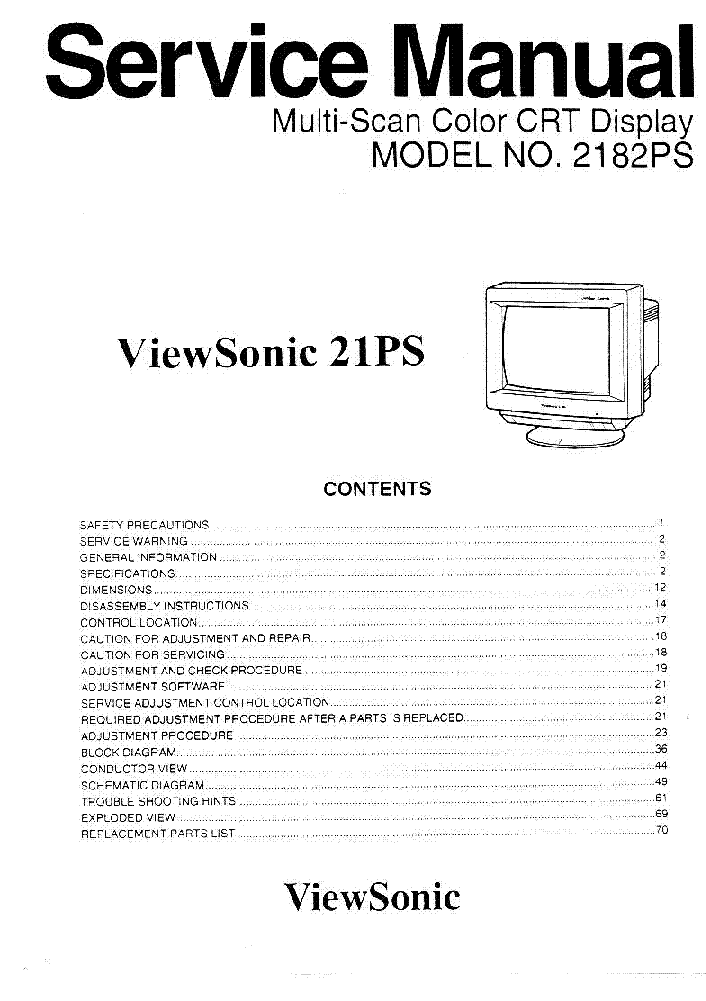 VIEWSONIC 21PS-2182PS- service manual