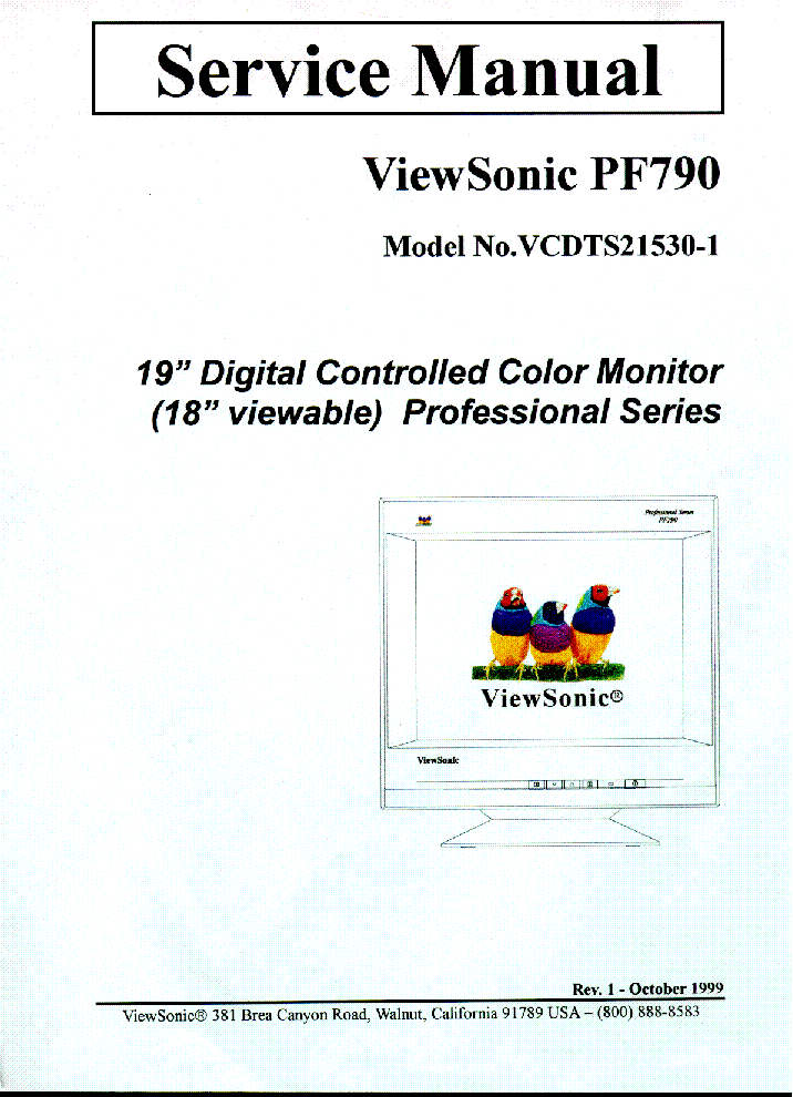 VIEWSONIC PF790 VCDTS21530-1 SM service manual
