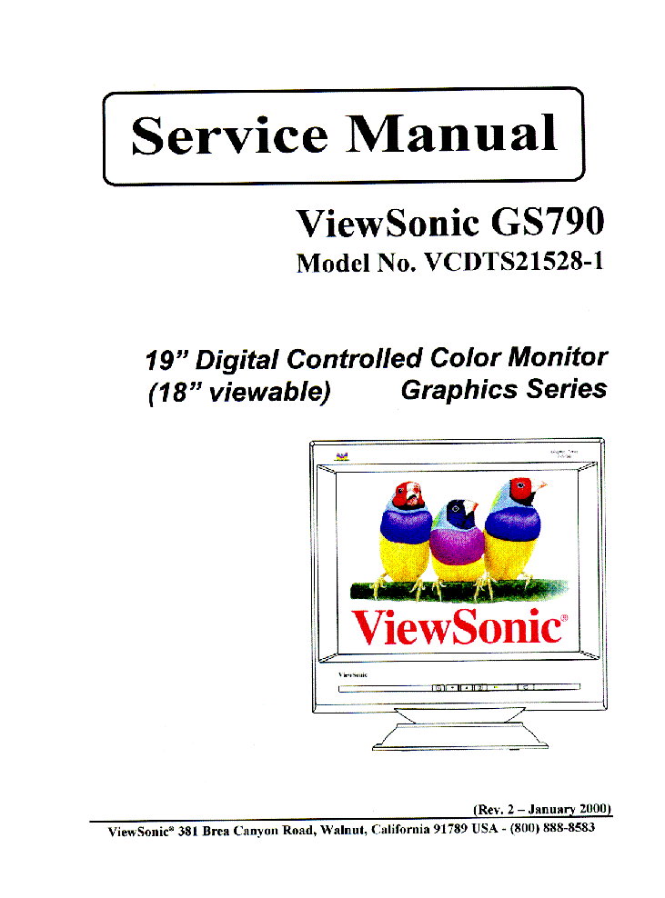 VIEWSONIC VCDTS215281GS790 Service Manual download, schematics