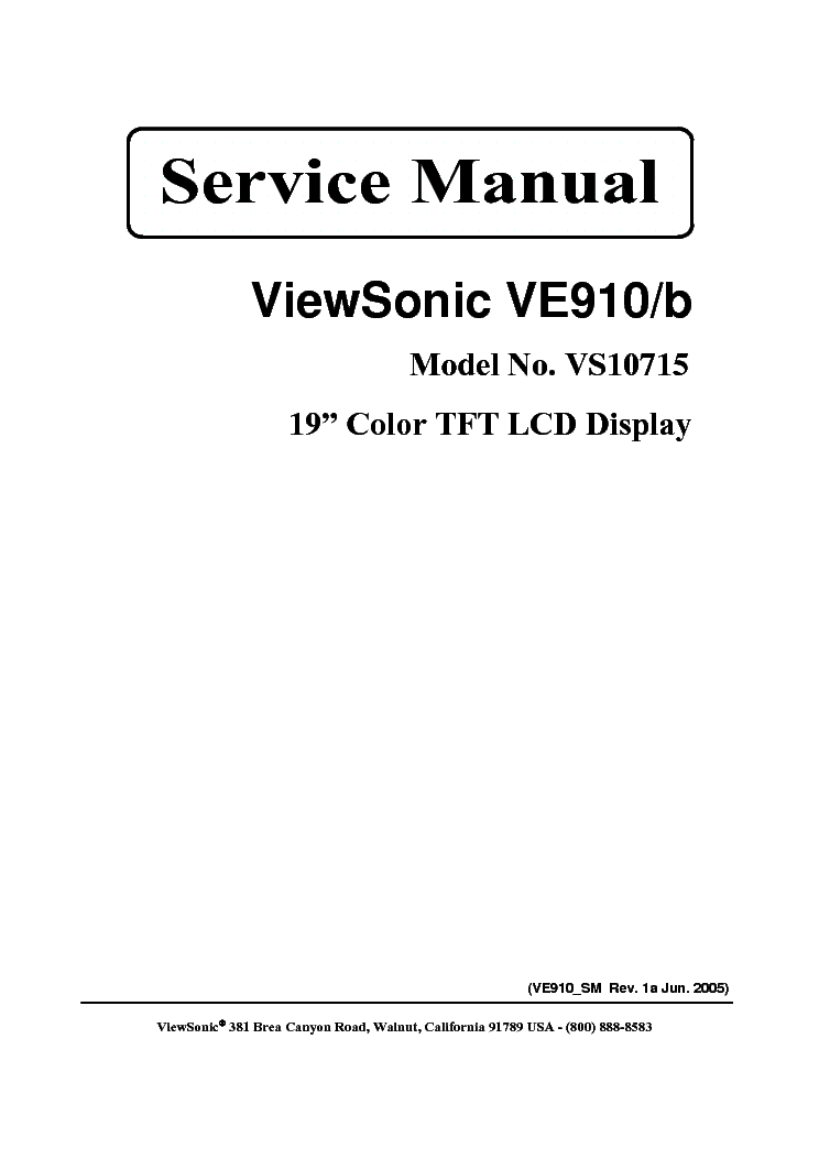 Схема монитора viewsonic ve910