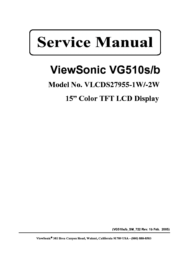 VIEWSONIC VG510SB SM 722 1B service manual