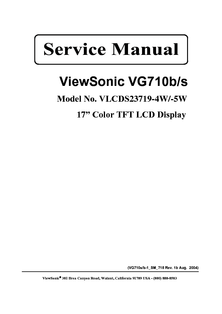 VIEWSONIC VG710BS SM 718 1B service manual