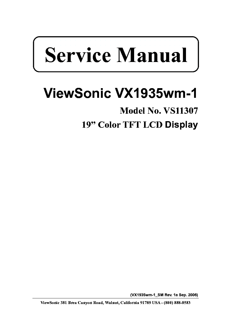 VIEWSONIC VX1935WM-1-VS11307- service manual