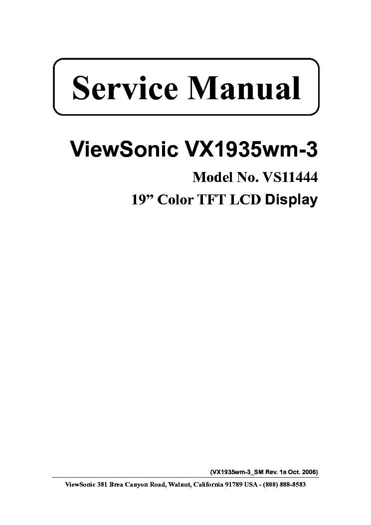 VIEWSONIC VX1935WM-3 VS11444 service manual