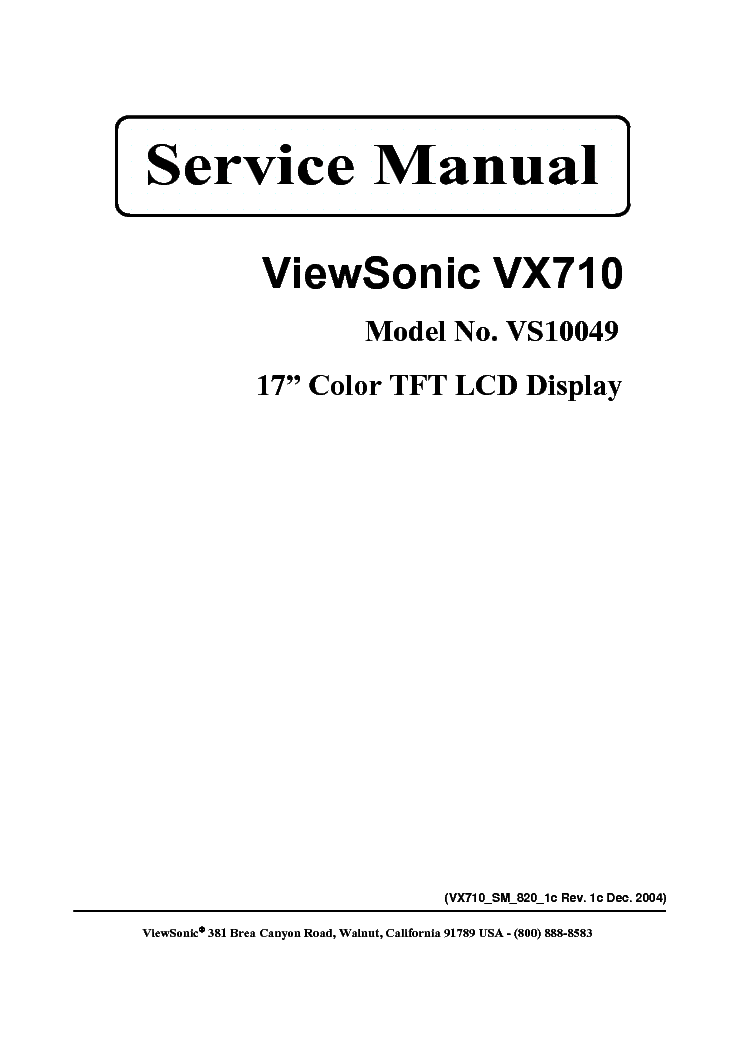 VIEWSONIC VX710 SM 820 1C service manual