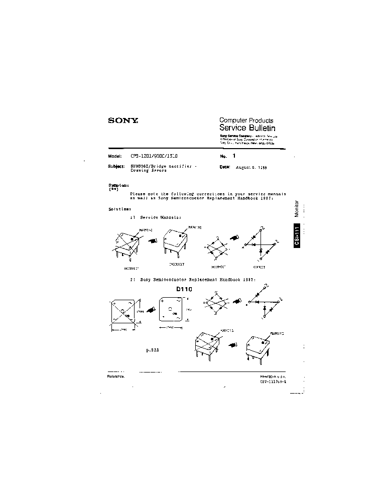 SONY MONITOR BILTEN service manual