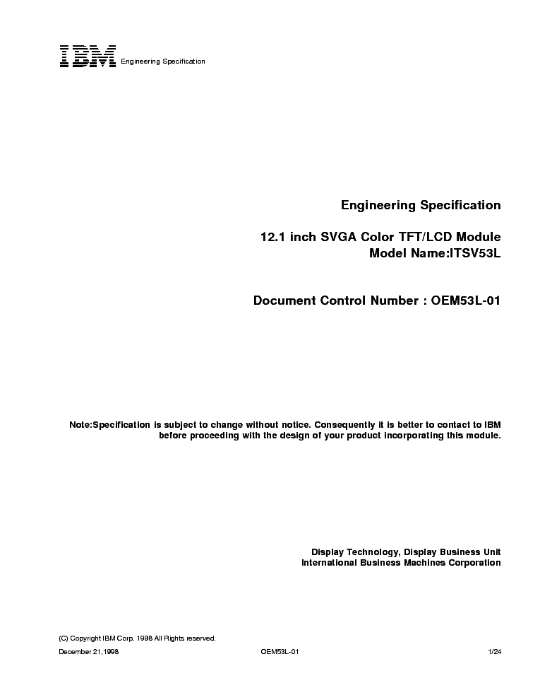 IDTECH ITSV53L LCDPANEL DATASHEET service manual (1st page)