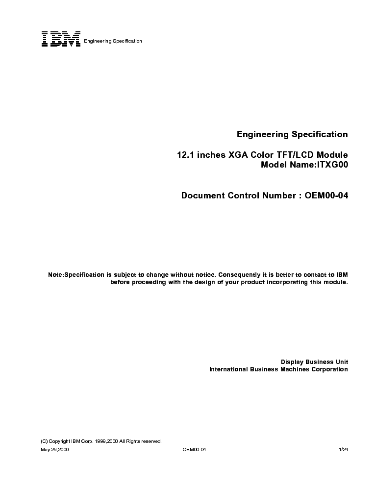 IDTECH ITXG00 LCDPANEL DATASHEET service manual (1st page)