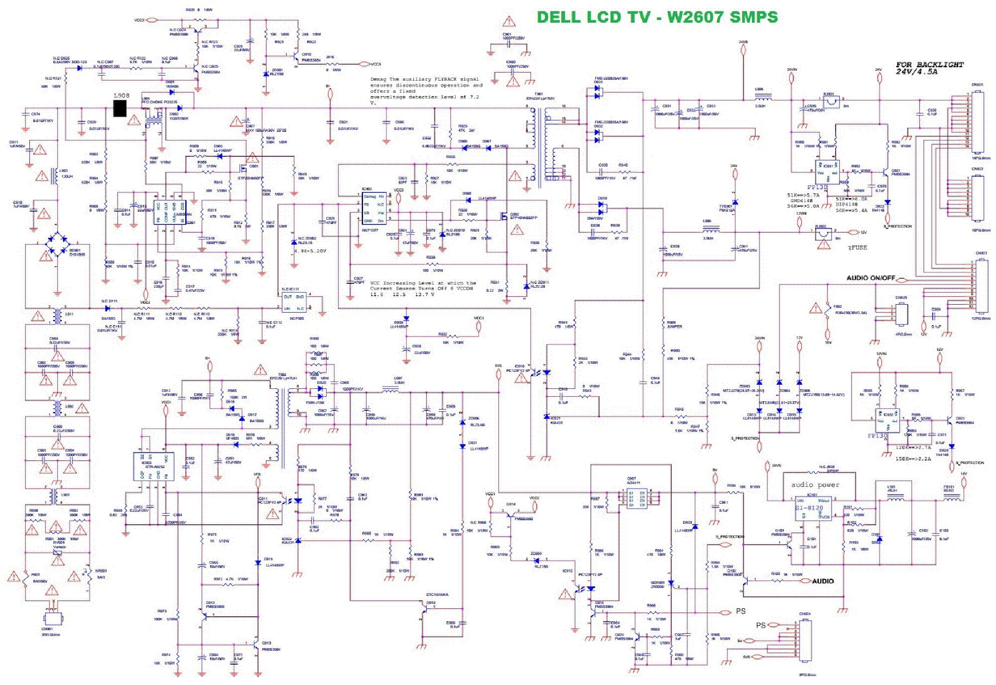 Ms34637 zc01 01 схема блока питания DELL W2607 PSU SCH Service Manual download, schematics, eeprom, repair info for 