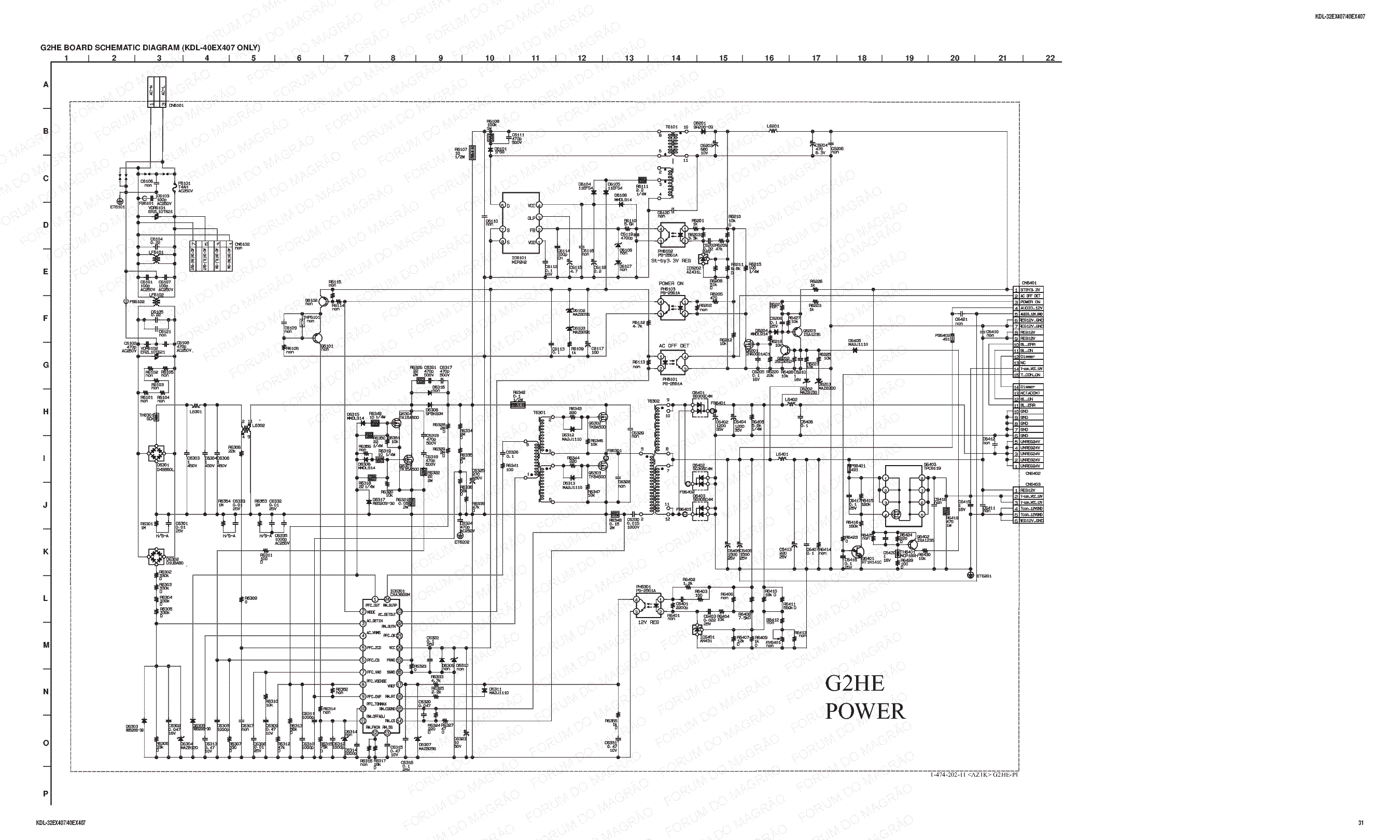 SONY KDL-40EX407 G2HE POWER BOARD SCHEMATIC service manual (1st page)