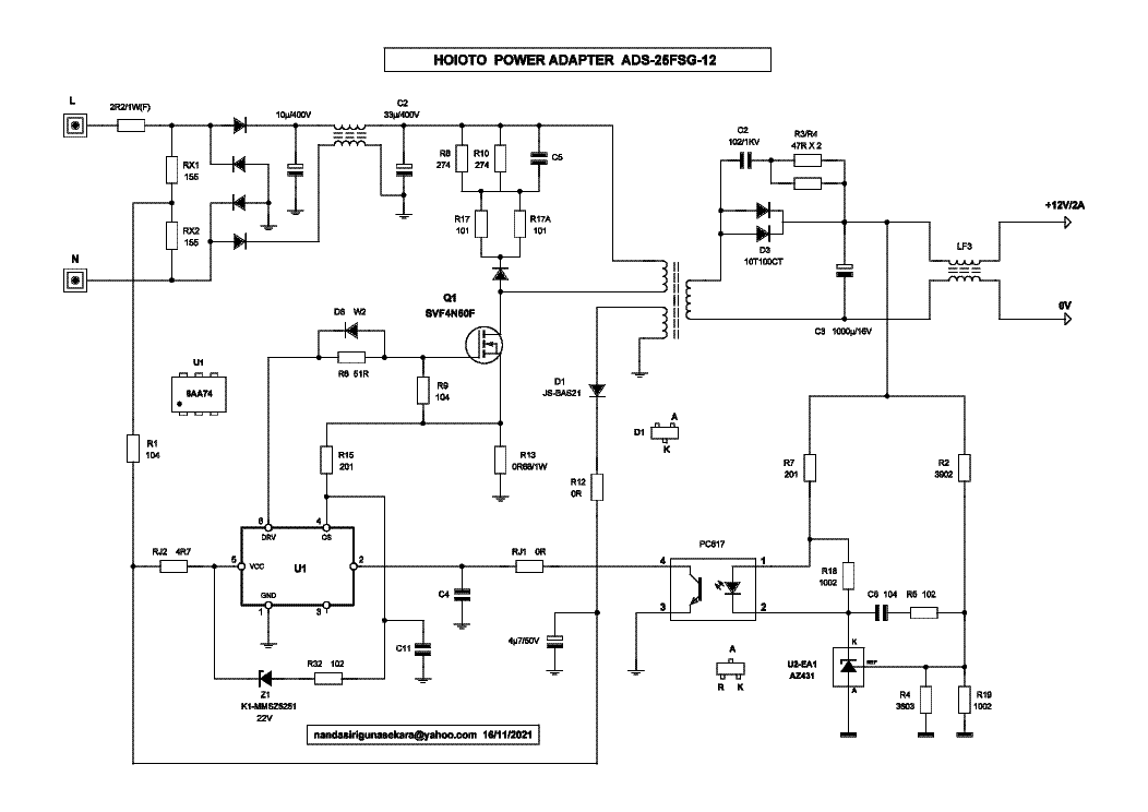 HOIOTO ADS-25FSG-12 POWER-ADAPTER 12V 2A SCH service manual (1st page)