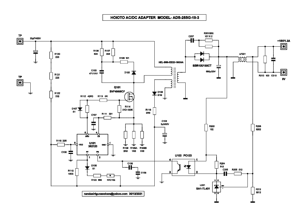 HOIOTO ADS-25SG-19-3 POWER-ADAPTER 19V 1,3A SCH service manual (1st page)