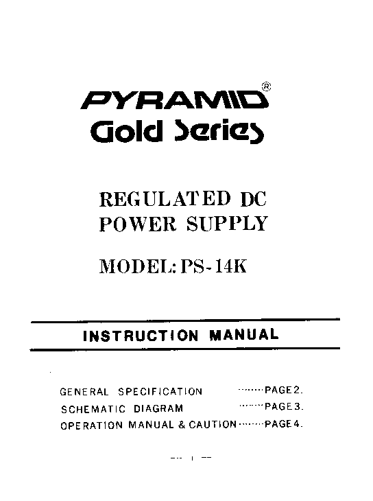 PYRAMID PS14K 13.8V 12A REGULATED DC POWER SUPPLY 13,8V 12A TOLTO INSTRUCTION SM service manual (1st page)