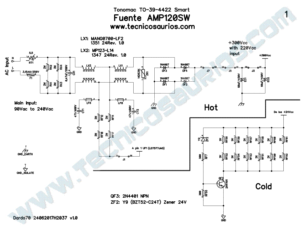 TONOMAC AMP120SW PSU FOR TO-39-4422LED TO-39-4422SMART TV SCH service manual (1st page)