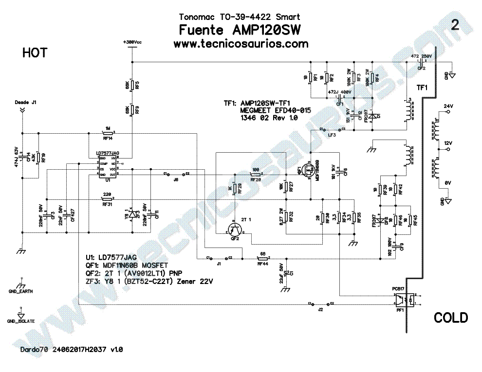 TONOMAC AMP120SW PSU FOR TO-39-4422LED TO-39-4422SMART TV SCH service manual (2nd page)