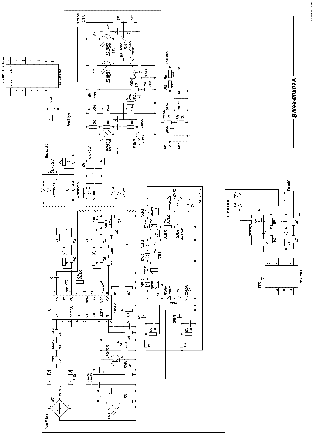 SAMSUNG BN44-00807A UN48UJ6500 UE55MU6100UX POWER SUPPLY SCH service manual
