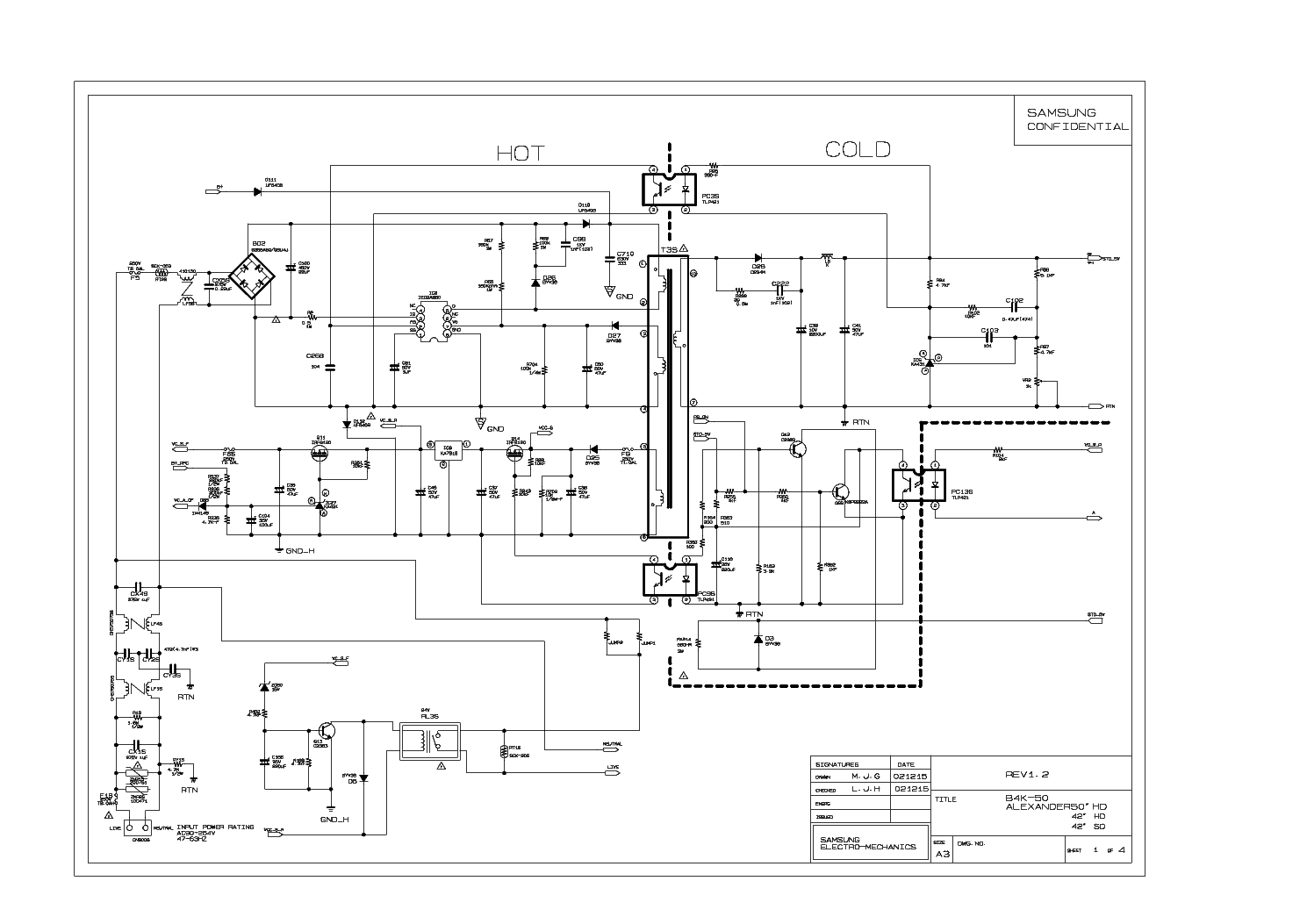 SAMSUNG BN96-00249A B4K-50 POWER SUPPLY REV1.2 SCH service manual (1st page)