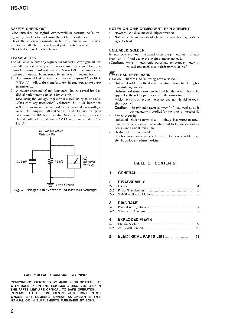 SONY HS-AC1 VER.1.0 PSU SM Service Manual download, schematics, eeprom ...