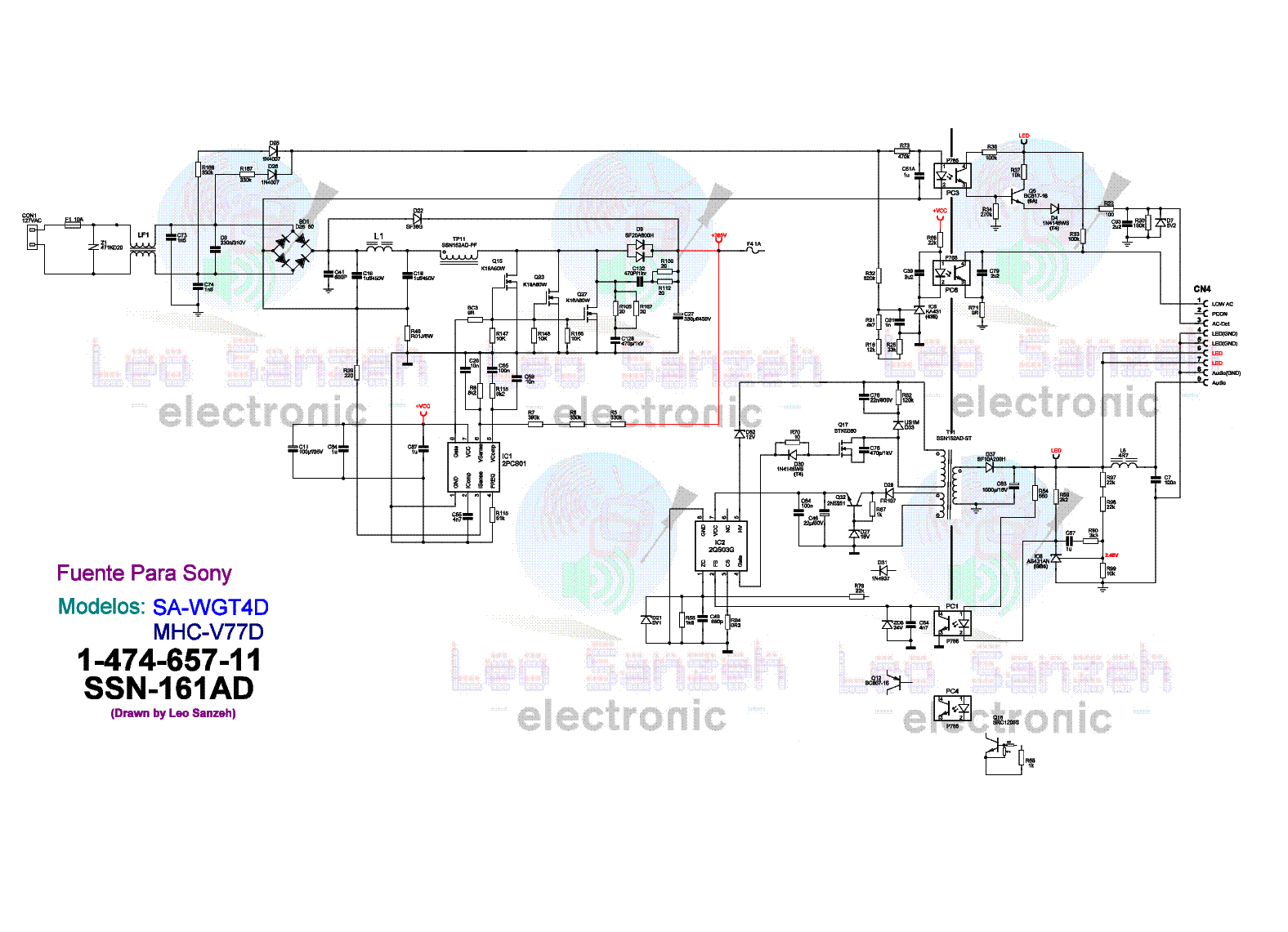 SONY SA-WGT4D MHC-V77 1-474-657-11 SSN-161AD POWER SUPPLY V1.2 SCH SCH service manual (1st page)